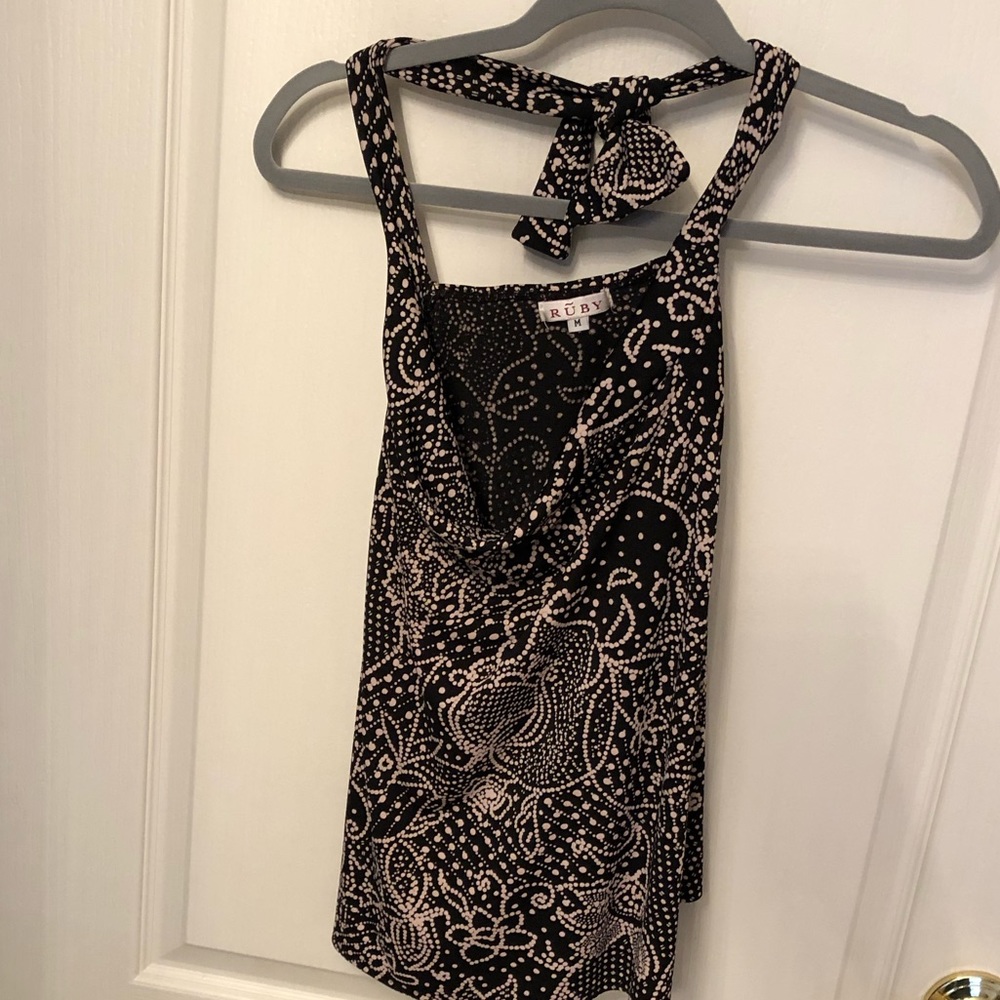 Polka dot silky halter top